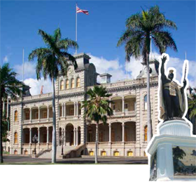 イオラニ宮殿とカメハメハ像